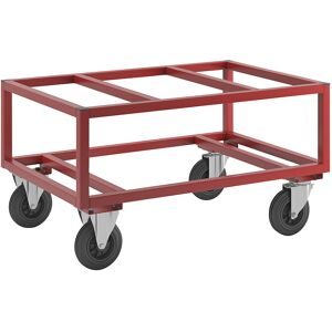 KONGAMEK, Paletten-Fahrgestell KM221, LxBxH 1200 x 800 x 650 mm, rot, 2 Lenk- und 2 Bockrollen, ab 5 Stk Kongamek
