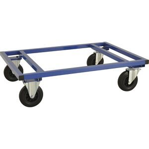 KONGAMEK, Paletten-Fahrgestell KM217, LxBxH 1200 x 1000 x 305 mm, blau, 2 Lenkrollen mit Stopp, 2 Bockrollen Kongamek