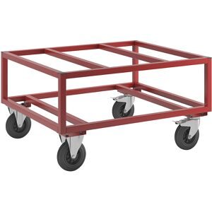 KONGAMEK, Paletten-Fahrgestell KM221, LxBxH 1200 x 1000 x 650 mm, rot, 2 Lenkrollen mit Stopp, 2 Bockrollen, ab 5 Stk Kongamek