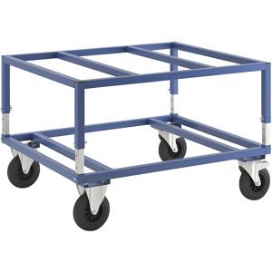 KONGAMEK, Paletten-Fahrgestell KM222, LxBxH 1200 x 1000 x 655 - 830 mm, blau, 2 Lenkrollen mit Stopp, 2 Bockrollen, ab 5 Stk Kongamek