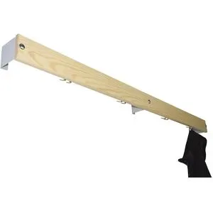 Sypro, Hakenleiste für Umkleidebank-System, 1500 mm lang, Holz, lichtgrau