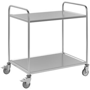 kaiserkraft Edelstahl-Servierwagen, 2 Etagen, verzinkte Rolle, Reifen aus Gummi, LxBxH 1070 x 670 x 970 mm