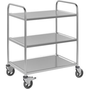 kaiserkraft, kaiserkraft Edelstahl-Servierwagen, 3 Etagen, luftidentische Reifen, LxBxH 870 x 570 x 970 mm, ab 10 Stk
