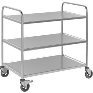 kaiserkraft, kaiserkraft Edelstahl-Servierwagen, 3 Etagen, luftidentische Reifen, LxBxH 1070 x 670 x 970 mm, ab 3 Stk