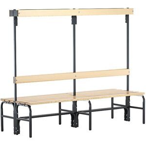Sypro, Umkleidebank, Stahlrohr/Holz, doppelt, mit Garderobenteil, L 1500 mm , anthrazit