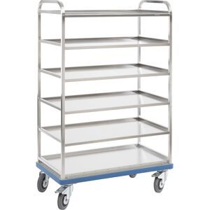 Gmoehling, Regalwagen GMÖHLING G®-Rack E 2801, durchbrochen, bis 300 kg, 6 Etagen, für 18 Sichtlagerkästen