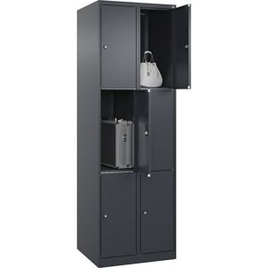 C+P, C+P Schliessfachschrank Classic PLUS, 2 Abteile, HxBxT 1.850 x 600 x 500 mm, anthrazitgrau, anthrazitgrau, 6 Fächer, Zylinderschloss