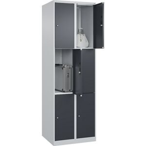 C+P, C+P Schliessfachschrank Classic PLUS, 2 Abteile, HxBxT 1.850 x 600 x 500 mm, lichtgrau, anthrazitgrau, 6 Fächer, Zylinderschloss