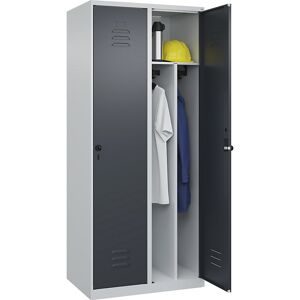 C+P, C+P Spind Classic PLUS, 2 Abteile, HxBxT 1.850 x 800 x 500 mm, lichtgrau, anthrazitgrau, für Vorhängeschloss, mit Mitteltrennwand