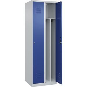 C+P, C+P Spind Classic PLUS, 2 Abteile, HxBxT 1.850 x 600 x 500 mm, lichtgrau, enzianblau, Zylinderschloss, mit Mitteltrennwand