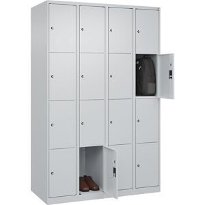 4er-Schließfachschrank Classic PLUS, 4 Abteile, lichtgrau, B 1200 mm, 16 Fächer, mit Bodengleitern C+P