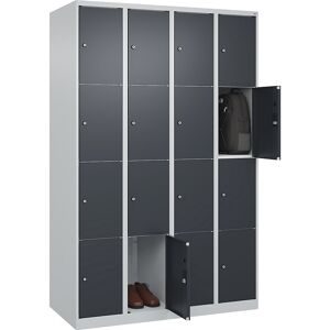 C+P, C+P Schliessfachschrank Classic PLUS, 4 Abteile, HxBxT 1.850 x 1.200 x 500 mm, lichtgrau, anthrazitgrau, 16 Fächer, Zylinderschloss