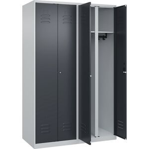 C+P Schwarz-Weiss-Spind Classic PLUS, 4 Abteile, HxBxT 1.850 x 1.200 x 500 mm, lichtgrau, anthrazitgrau, Zylinderschloss