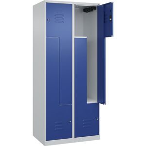 C+P, C+P Z-Spind Classic PLUS, 4 Abteile, HxBxT 1.850 x 800 x 500 mm, lichtgrau, enzianblau, Zylinderschloss