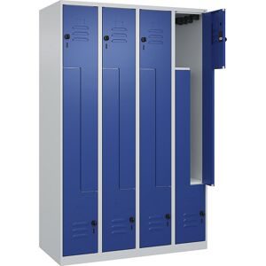 C+P Z-Spind Classic PLUS, 8 Abteile, HxBxT 1.850 x 1.200 x 500 mm, lichtgrau, enzianblau, für Vorhängeschloss