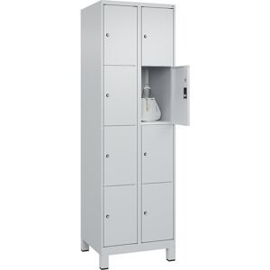 C+P, C+P Schliessfachschrank Classic PLUS, Füsse, 2 Abteile, HxBxT 1.950 x 600 x 500 mm, lichtgrau, lichtgrau, 8 Fächer, Zylinderschloss