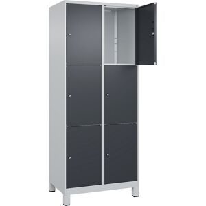 C+P, C+P Schliessfachschrank Classic PLUS, Füsse, 2 Abteile, HxBxT 1.950 x 800 x 500 mm, lichtgrau, anthrazitgrau, 6 Fächer, Zylinderschloss