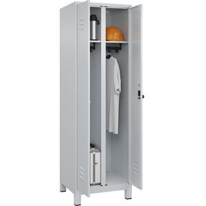 C+P, C+P Schwarz-Weiss-Spind Classic PLUS, Füsse, 2 Abteile, HxBxT 1.950 x 600 x 500 mm, lichtgrau, lichtgrau, für Vorhängeschloss