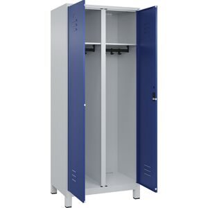 C+P, C+P Schwarz-Weiss-Spind Classic PLUS, Füsse, 2 Abteile, HxBxT 1.950 x 800 x 500 mm, lichtgrau, enzianblau, Zylinderschloss