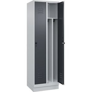 C+P Spind Classic PLUS, Sockel, 2 Abteile, HxBxT 1.950 x 600 x 500 mm, lichtgrau, anthrazitgrau, für Vorhängeschloss, mit Mitteltrennwand