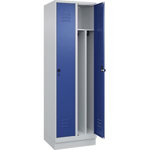 C+P, C+P Spind Classic PLUS, Sockel, 2 Abteile, HxBxT 1.950 x 600 x 500 mm, lichtgrau, enzianblau, für Vorhängeschloss, mit Mitteltrennwand