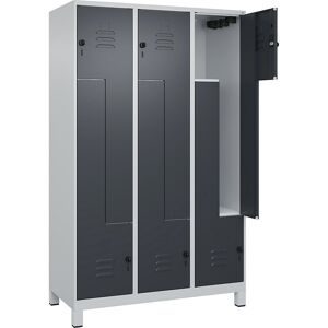 C+P, C+P Z-Spind Classic PLUS, Füsse, 6 Abteile, HxBxT 1.950 x 1.200 x 500 mm, lichtgrau, anthrazitgrau, für Vorhängeschloss
