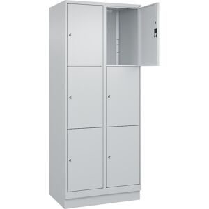 C+P, C+P Schliessfachschrank Classic PLUS, Sockel, 2 Abteile, HxBxT 1.950 x 800 x 500 mm, lichtgrau, lichtgrau, 6 Fächer, Zylinderschloss