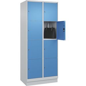 C+P, C+P Schliessfachschrank Classic PLUS, Sockel, 2 Abteile, HxBxT 1.950 x 800 x 500 mm, lichtgrau, lichtblau, 8 Fächer, Zylinderschloss