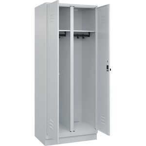 C+P, C+P Schwarz-Weiss-Spind Classic PLUS, Sockel, 2 Abteile, HxBxT 1.950 x 800 x 500 mm, lichtgrau, lichtgrau, für Vorhängeschloss
