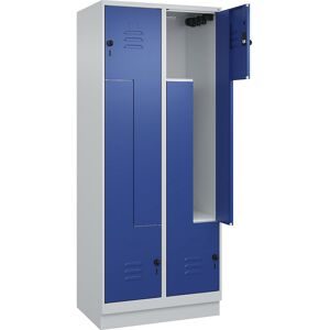 C+P, C+P Z-Spind Classic PLUS, Sockel, 4 Abteile, HxBxT 1.950 x 800 x 500 mm, lichtgrau, enzianblau, für Vorhängeschloss