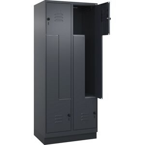 C+P, C+P Z-Spind Classic PLUS, Sockel, 4 Abteile, HxBxT 1.950 x 800 x 500 mm, anthrazitgrau, anthrazitgrau, für Vorhängeschloss