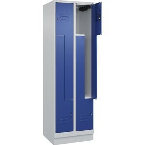 C+P Z-Spind Classic PLUS, Sockel, 4 Abteile, HxBxT 1.950 x 600 x 500 mm, lichtgrau, enzianblau, Zylinderschloss