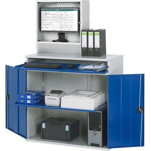 RAU, RAU Computer-Schrank, Monitorgehäuse, Tastaturauszug, Doppel-Flügeltür, Monitorfach Tiefe 230, 1 x Auszugstablar, stationär