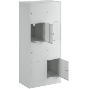 undefined, Wertfachschrank 400 mm, 2 Abteile, 8 Fächer, Sicherheitszylinderschloss, Sockel, lichtgrau