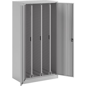 Pavoy, PAVOY Vertikalauszugschrank mit Lochwänden, 3 Auszüge, HxBxT 1.950 x 1.000 x 600 mm, lichtgrau, lichtgrau