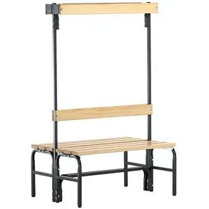 Sypro, Umkleidebank, Stahlrohr/Holz, doppelt, mit Garderobenteil, L 1015 mm, anthrazit