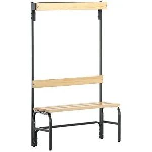 Sypro, Umkleidebank, Stahlrohr/Holz, einfach, mit Garderobenteil, L 1015 mm, anthrazit