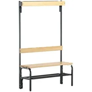 Umkleidebank mit Hakenleisten, einseitig, 3 Haken, 1015 mm, anthrazit, Schuhrost Sypro