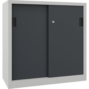 Pavoy, PAVOY Schiebetürenschrank mit 2 Fachböden, HxBxT 1.000 x 1.000 x 400 mm, anthrazitgrau, lichtgrau
