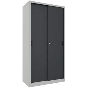PAVOY Schiebetürenschrank mit 4 Fachböden, HxBxT 1.950 x 1.000 x 500 mm, anthrazitgrau, lichtgrau