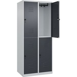 C+P, C+P Doppelstock-Spind Classic PLUS, 2 Abteile, HxBxT 1.850 x 800 x 500 mm, lichtgrau, anthrazitgrau, für Vorhängeschloss, 4 Fächer