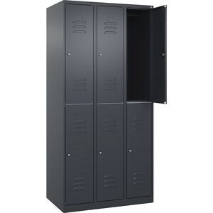 C+P, C+P Doppelstock-Spind Classic PLUS, 3 Abteile, HxBxT 1.850 x 900 x 500 mm, anthrazitgrau, anthrazitgrau, Zylinderschloss, 6 Fächer