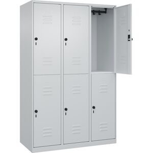 C+P, C+P Doppelstock-Spind Classic PLUS, 3 Abteile, HxBxT 1.850 x 1.200 x 500 mm, lichtgrau, lichtgrau, für Vorhängeschloss, 6 Fächer