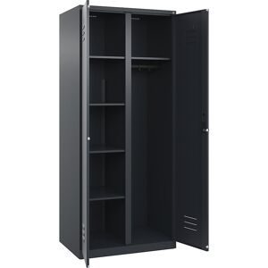 C+P, C+P Wäsche-, Garderobenspind Classic PLUS, 2 Abteile, HxBxT 1.850 x 800 x 500 mm, anthrazitgrau, anthrazitgrau, für Vorhängeschloss