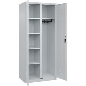 C+P Wäsche-, Garderobenspind Classic PLUS, 2 Abteile, HxBxT 1.850 x 800 x 500 mm, lichtgrau, lichtgrau, für Vorhängeschloss