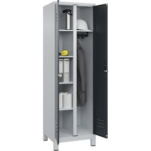 C+P, C+P Mehrzweck-Putzmittelschrank Classic PLUS, Füsse, 2 Abteile, HxBxT 1.950 x 600 x 500 mm, lichtgrau, anthrazitgrau, für Vorhängeschloss