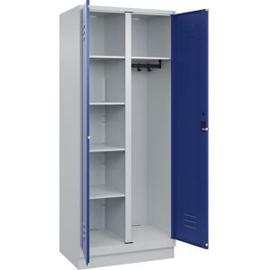 C+P, C+P Mehrzweck-Putzmittelschrank Classic PLUS, Sockel, 2 Abteile, HxBxT 1.950 x 800 x 500 mm, lichtgrau, enzianblau, für Vorhängeschloss