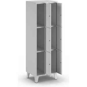 undefined, Wertfachschrank 300 mm, 2 Abteile, 6 Fächer, Sicherheitszylinderschloss, Fuss, lichtgrau
