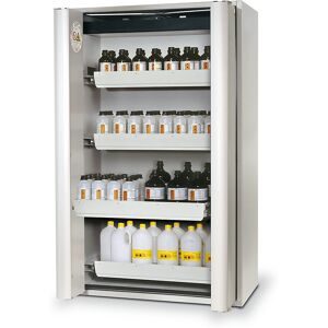 asecos®, Sicherheitsschrank Typ 90 asecos S-PHOENIX Vol.2-90, Falttüren mit Einhand- und Schliess-Automatik, Front Lichtgrau, B 1196 x T 616 x H 1968 mm