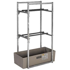 CEMO, Fassregal Typ 120 Variante 1 CEMO, mit Auffangwanne und Fassauflage, 2 x 60-L-Fässer, L 450 x B 820 x H 1310 mm